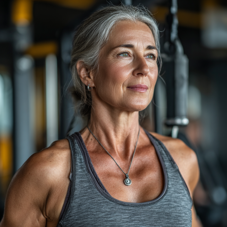 Усміхнені люди старшого віку після успішного заняття фітнесом